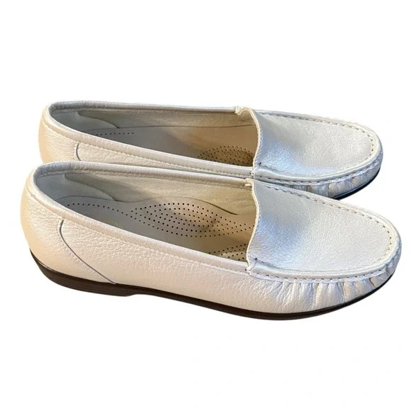 SAS Simplify Moccasin Loafers Silver Cloud Leather Size 9 Wide New - Picture 4 of 9